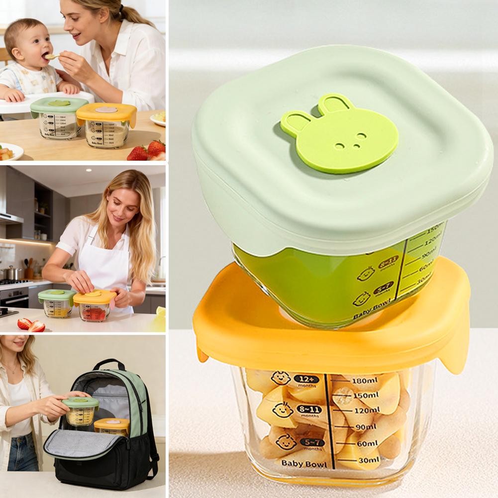 Baby Food Prep Containers - 2 Buah Mangkuk Kaca untuk Mengukus,